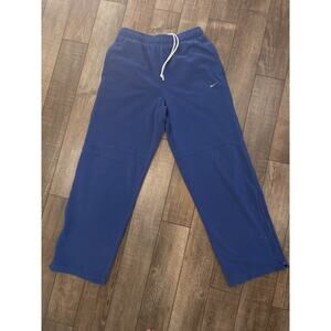 Vtg Nike Sweat Pants Mens Medium Blue Wide Leg Y2K Fleece Oversized Zip Long Leg